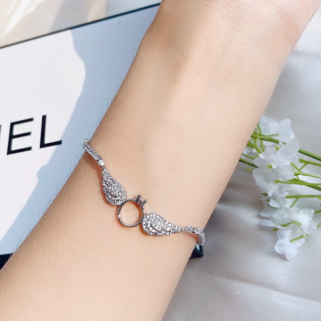 gelang tangan wanita titanium anti karat model serut ring diamond zirconia fashion korea