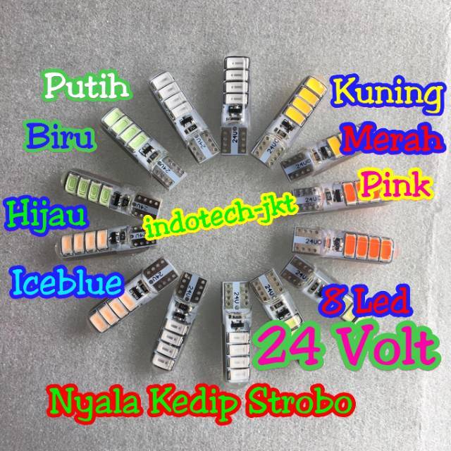 Lampu Senja Led T10 24 volt 8 Led Kedip Buat Truk Bis