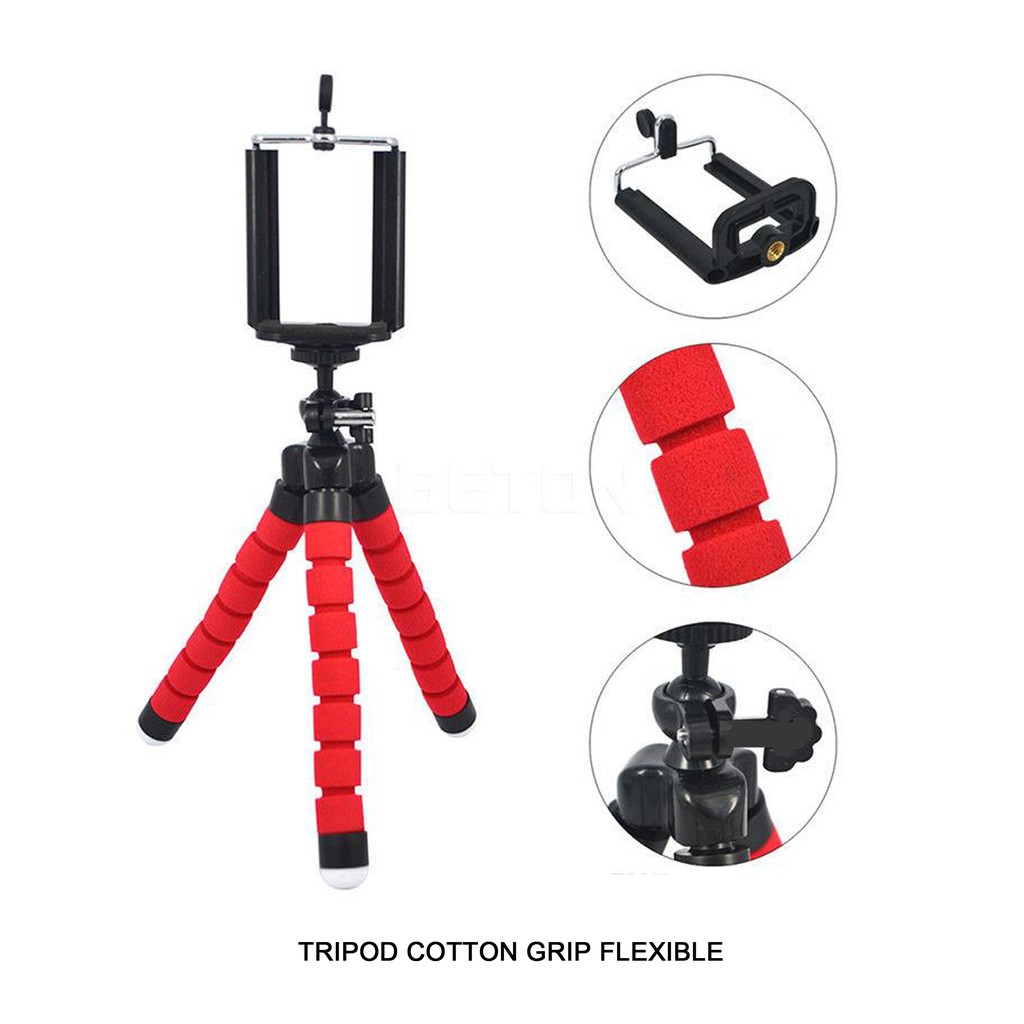 Tripod spider tripod kamera/Tripod handphone/tripod hp/tongsis  tripod/holder u tripod/tripod cotton-MERAH