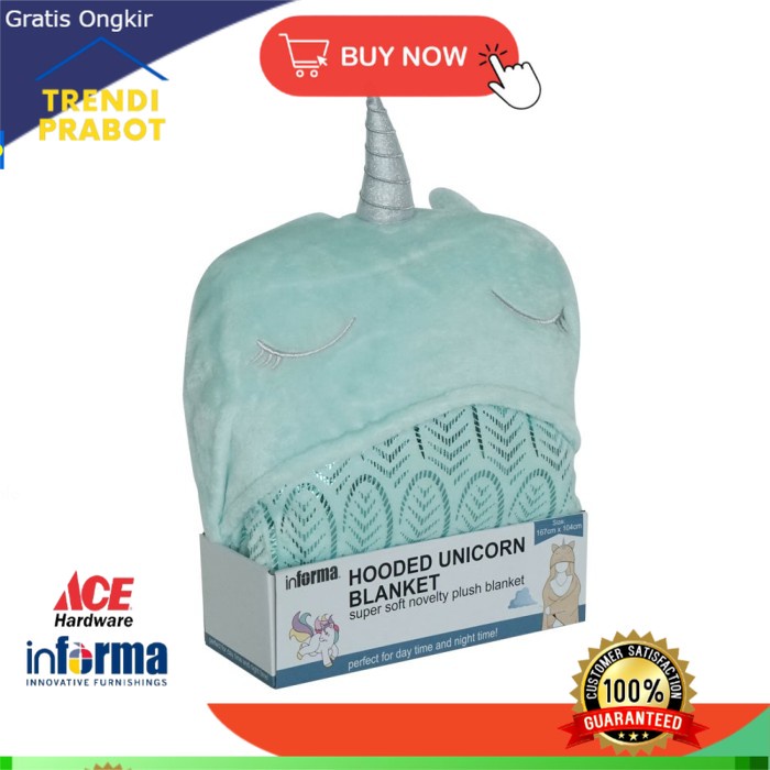 Selimut Hangat Informa Set SELIMUT - BLANKET HOODED UNICORN AQUA 167X104CM
