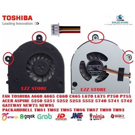 FAN TOSHIBA C660 ACER ASPIRE 5250 5250G 5251 5251G 5252 5252G 5253 5253G 5552 5552G 5740 5740G 5741