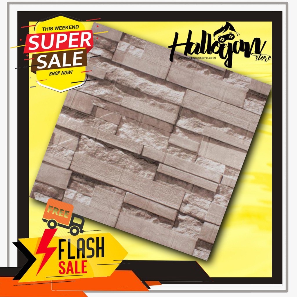 WALLPAPER 3D BRICK FOAM CORAK BATU ALAM WALLPAPER DINDING BATU BATA PUTIH DAN CORAK BATA-CORAK CREAM
