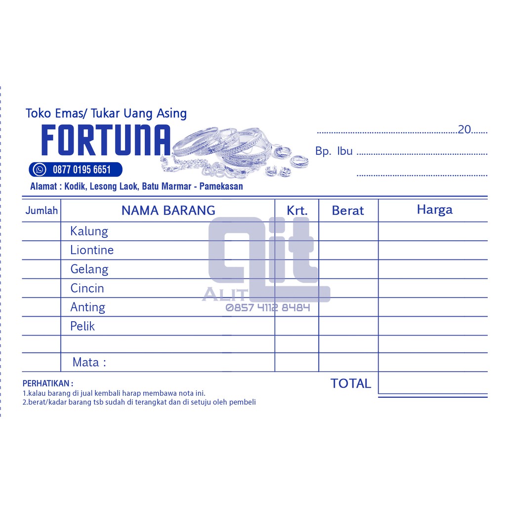 Contoh Kwitansi Toko Emas - Info Study