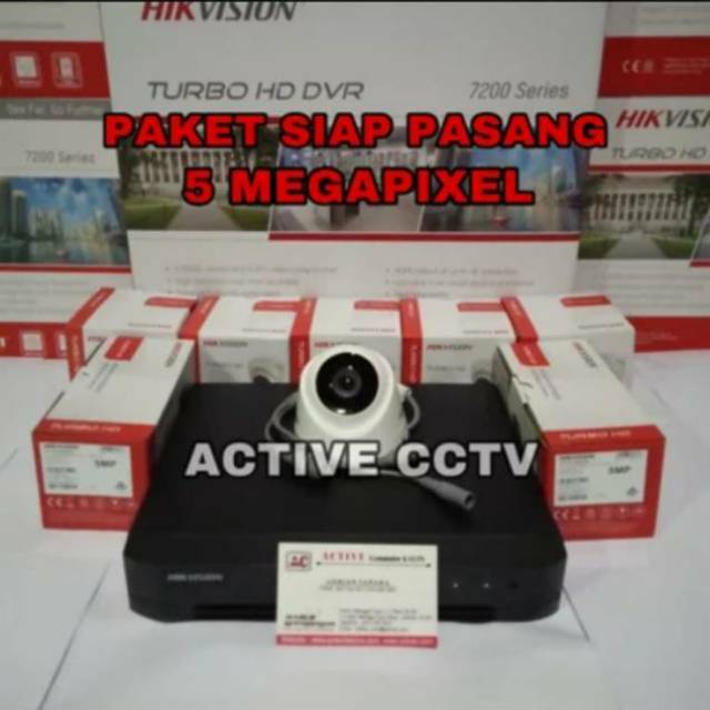 PAKET KAMERA CCTV 5 MP HIKVISION 1 CAMERA 5MP FULL HD 4 CH CHANNEL TURBO HD KOMPLIT LENGKAP 5 MP