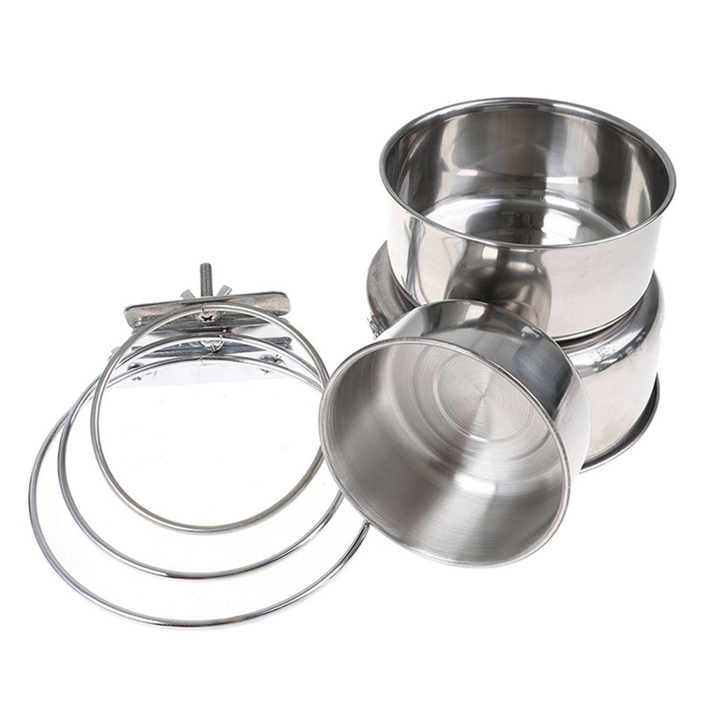 NICKOLAS1 Tempat Makan Burung Parkit Lovebird Kinclong Pet Stainless Steel Food Dish Clamp-on Hamster Cage Cup