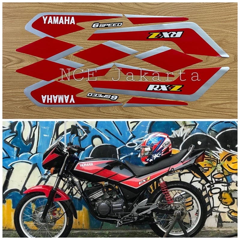 STIKER STRIPING MOTOR RXZ RX Z MERAH HITAM