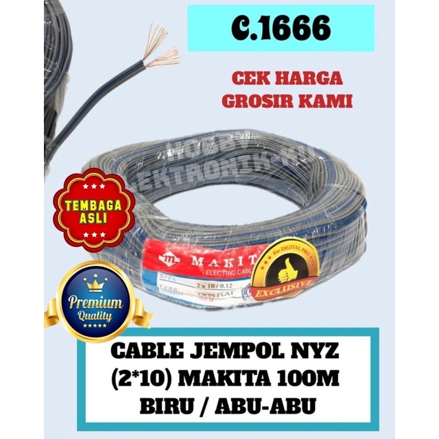 CABLE JEMPOL NYZ (2x10) MAKITA 100M BIRU/ABU-ABU