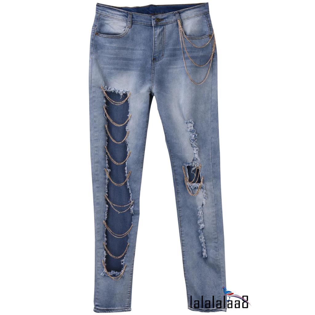 Ial celana  Jeans  Panjang Wanita  dengan Model  Ripped  dan 