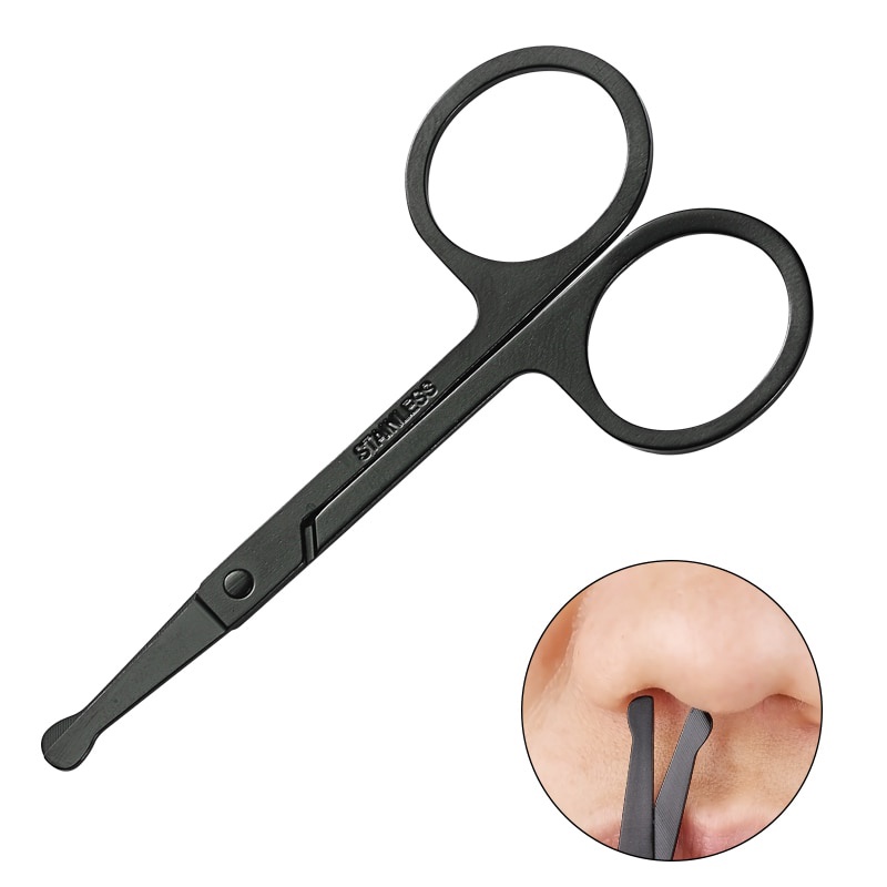 GUNTING CUKUR BULU HIDUNG NOSE HAIR SCISSOR STAINLES STEEL FS124 HITAM