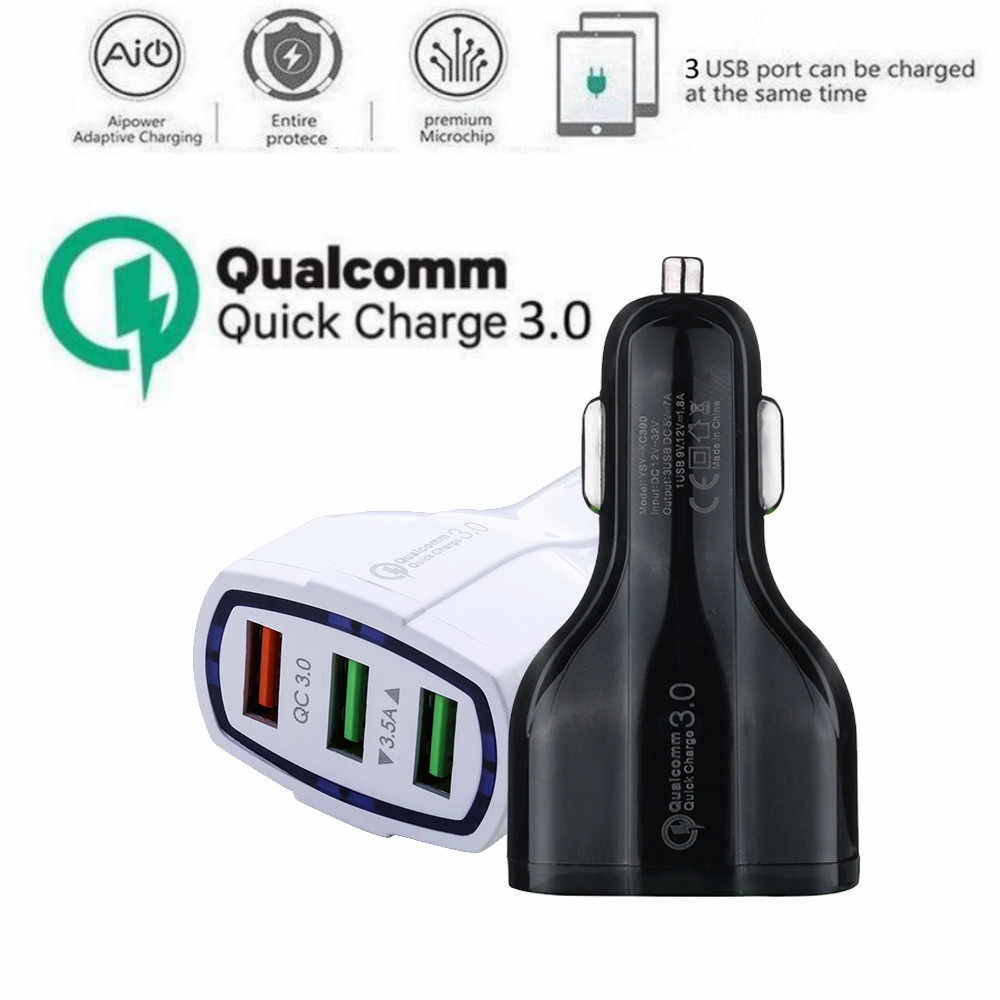 Qualcomm 3.0 Quick Car Charger Fast Charging 3 Port-Batok Saver-Cas hp Mobil Motor-Fast Charging-Quick Charging-Charger Mobil-Batok Charger-3 USB-High Quality