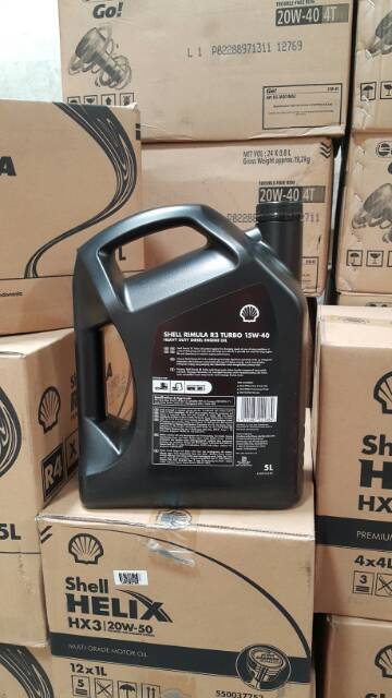 OLI MESIN MOBIL DIESEL SHELL RIMULA R 3 / R3 TURBO 15W-40 5 LITER