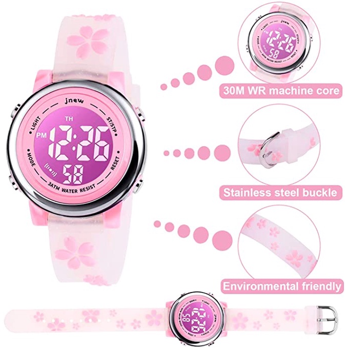3 pcs Jam Gelang Unicorn untuk Anak Perempuan, Jam Alarm Kalender Tahan Air untuk Anak-anak, Hadiah Ulang Tahun Anak