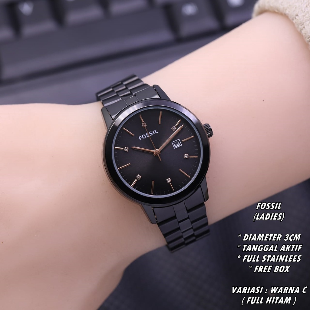 JAM TANGAN WANITA FASHION RANTAI BODY BULAT TANGGAL AKTIF