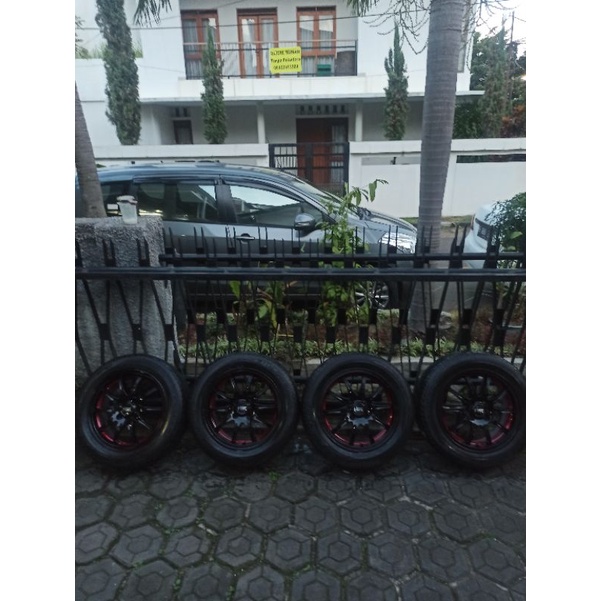 4 Velg r15 PCD 100+Ban 185/60 Brio calya sigra agya ayla vios jazz yaris karimun sirion ignis etios aerio baleno soluna civic city