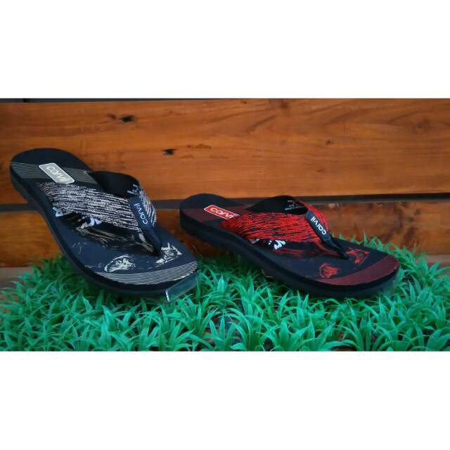 Carvil Raka Black Red 39-44 / Sandal Pria / Sandal Sepone / sandal Casual Pria/carvil jepit