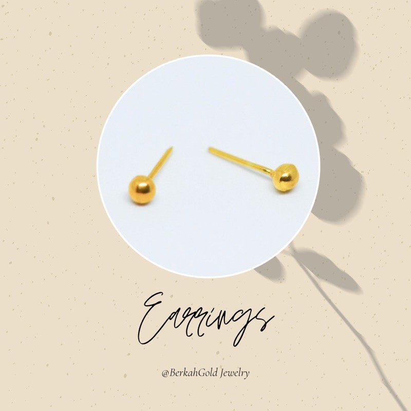Anting Stud Bayi/Anak/Dewasa Model Biji Bulat