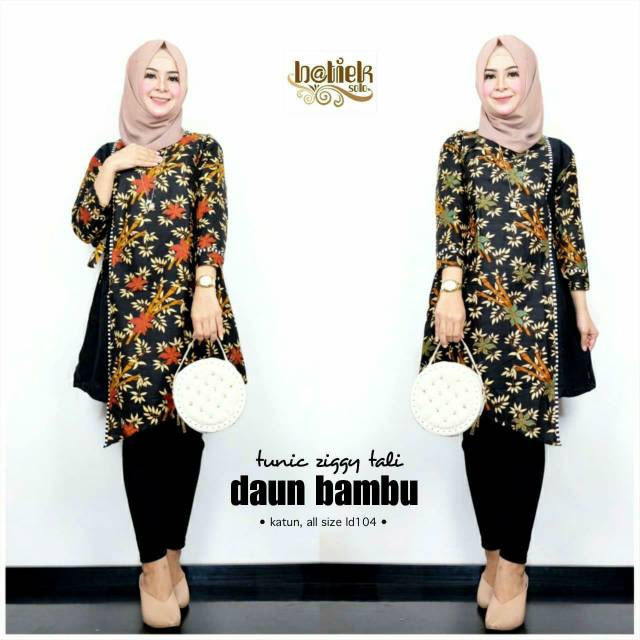 Tunik Ziggy Tali Daun Bambu Dress Batik Super Duper Cantik Muslim Modern Bisa buat Seragaman