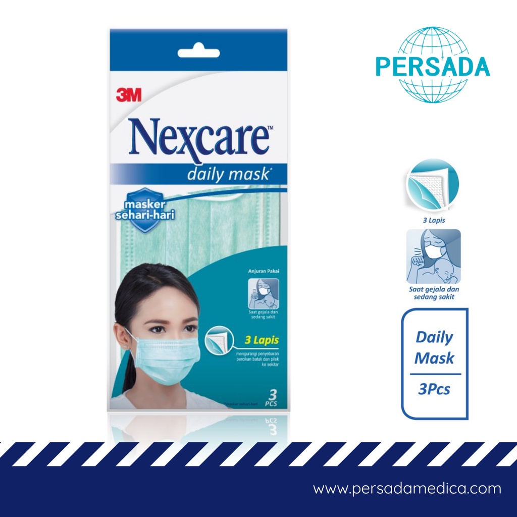 Masker 3 Lapis Earloop 3 Ply Daily Mask - 3 Masker Nexcare 3M