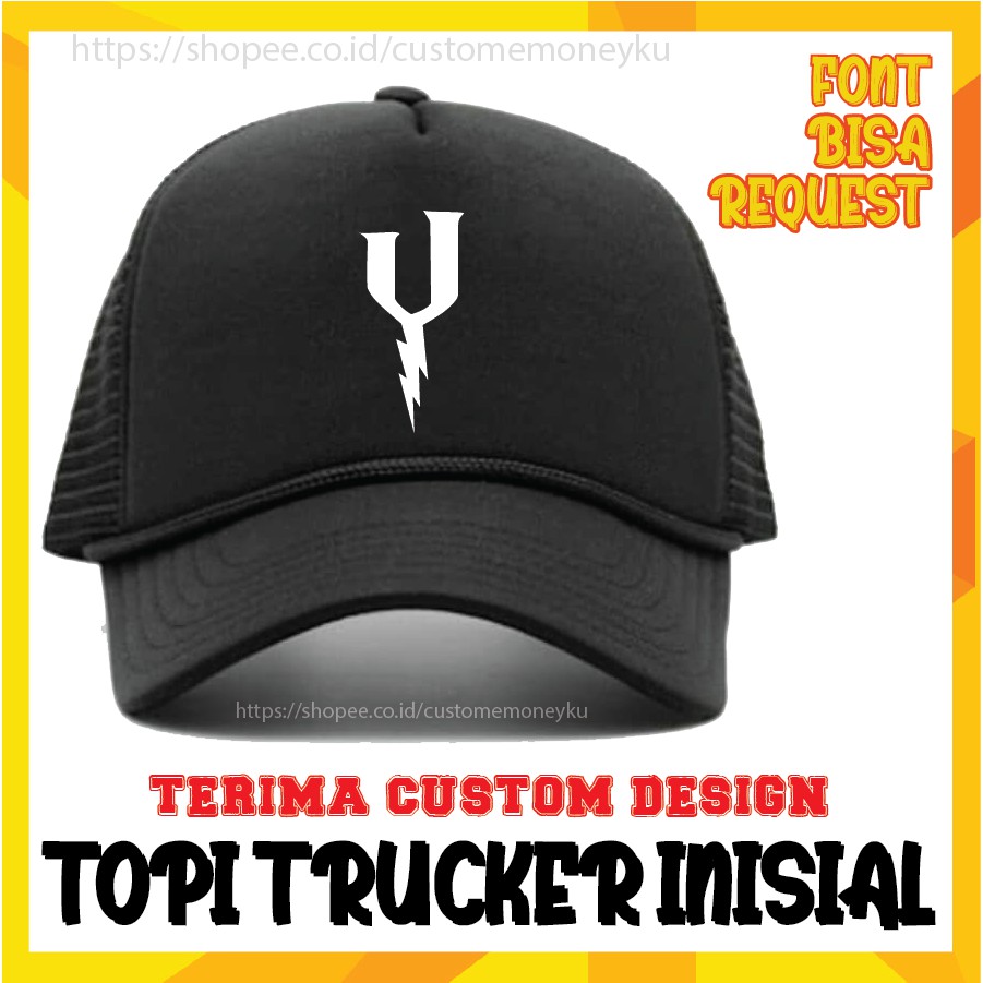 TOPI PRIA WANITA CETAK INISIAL HURUF Y TOPI JARING TRUCKER - CUSTOM PREMIUM