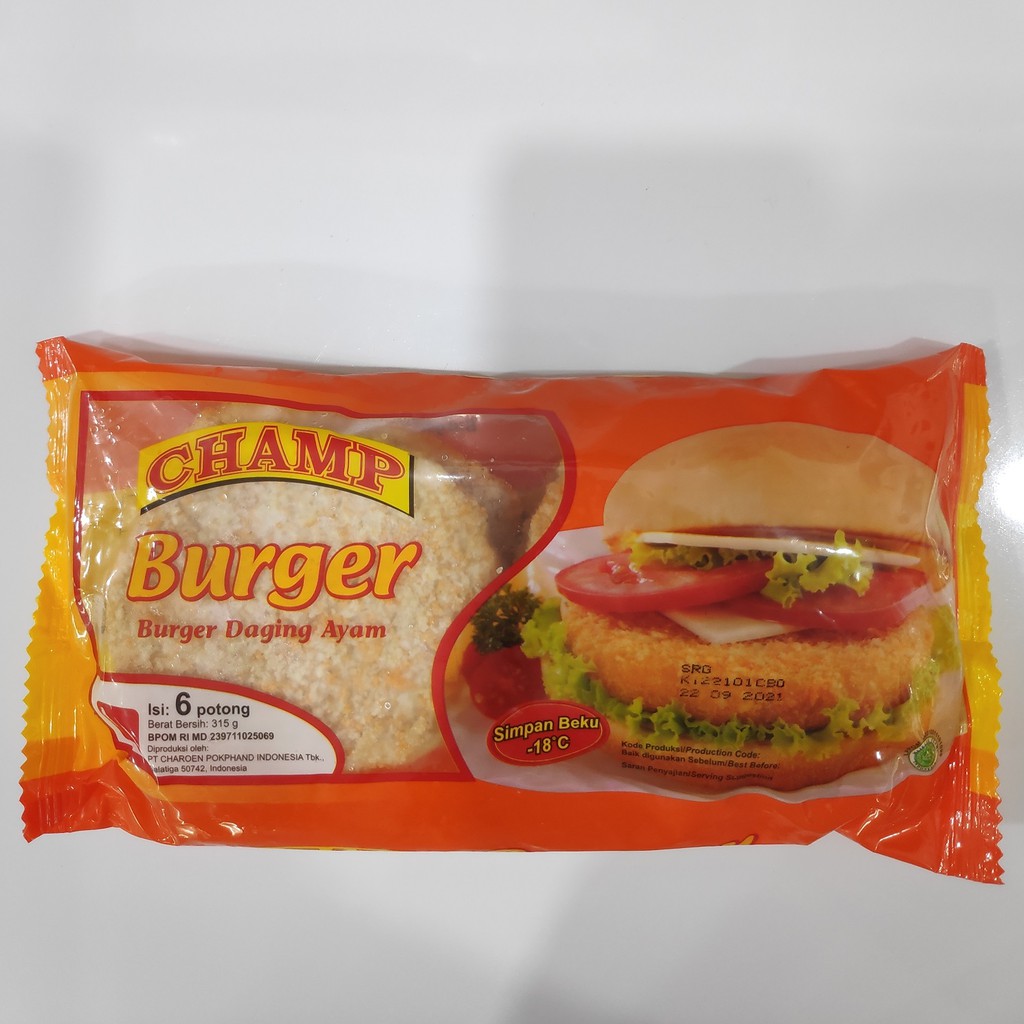 

Champ Burger 315gr Isi 6pcs