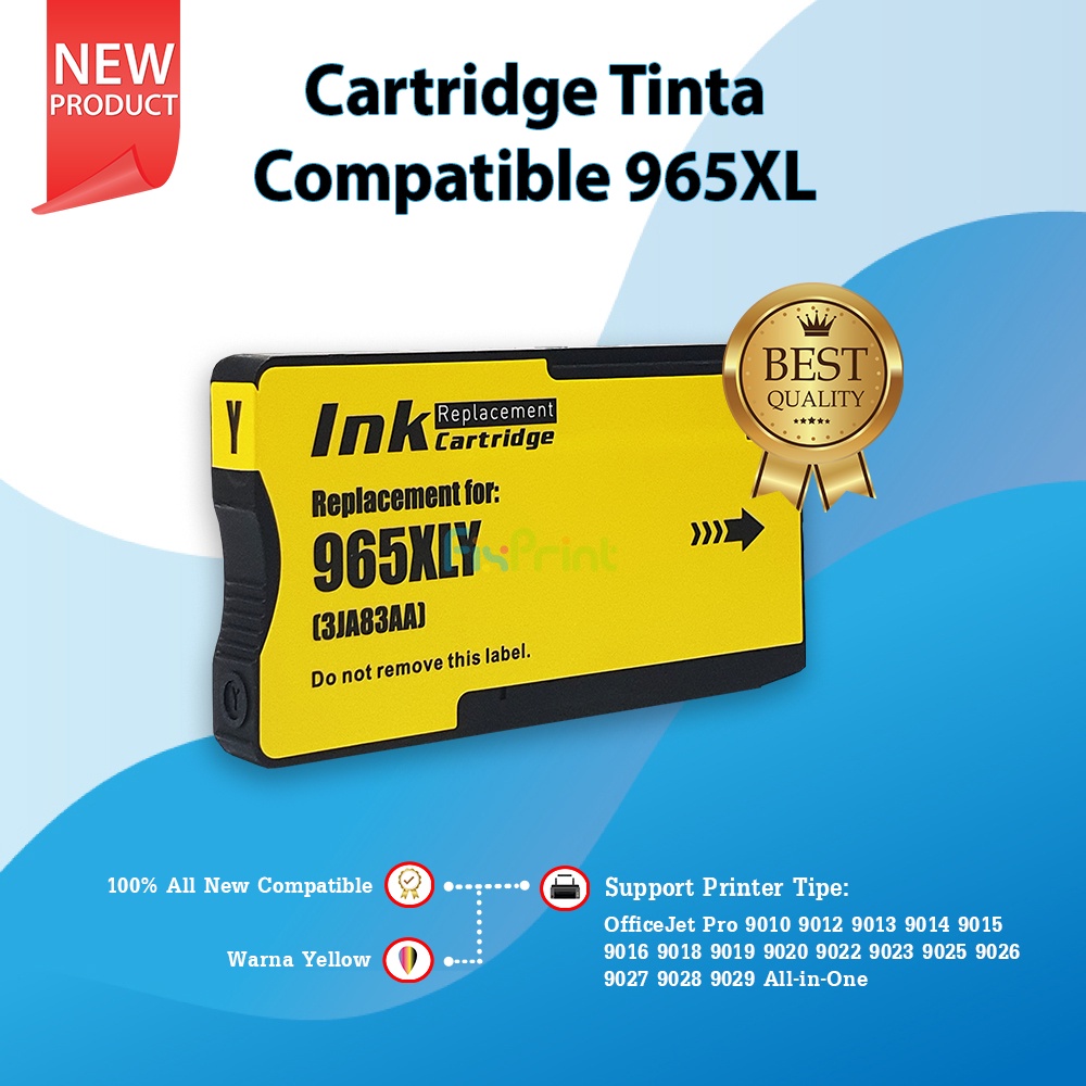 Cartridge Tinta Compatible 965XL Black Cyan Magenta Yellow Refill Ink H-965XLC 965 Printer XP OfficeJet Pro 9010 9012 9013 9014 9015 9016 9018 9019  9020 9022 9023 9025 9026 9027 9028 9029 All-in-One