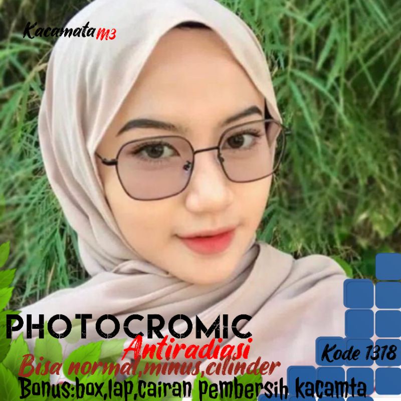 kacamata lensa photocromic antiradiasi boleh juga pilih lensa blueray bisa normal minus plus cilinder tergantung permintaan sampai minus 5 cyl 2 harga masih sama tulis saja pesanan kaka di catatan saat order free box lap cairan  kode 1318 size 52-20-140