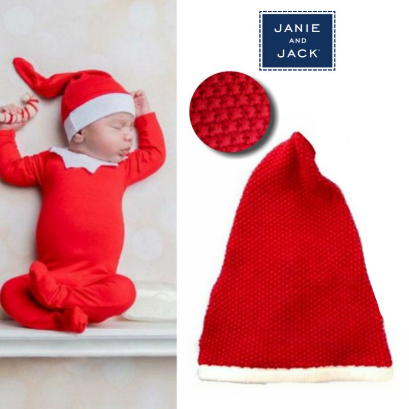 Size 0, 3 bulan. Topi Hat, Kupluk Beanie Anak Bayi - Carter's, Janie & J*ck, Polo Ralph Laure*-Red gnome hat