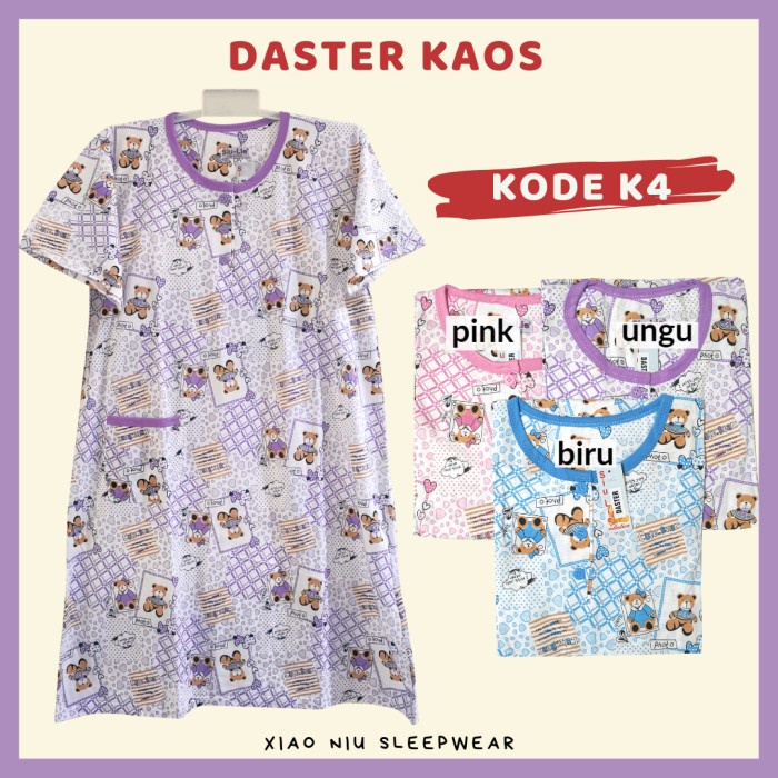 baju tidur Daster Kaos Siu Lie / Baju Tidur Wanita - K4, Biru dress termurah sexy wanita dewasa ling