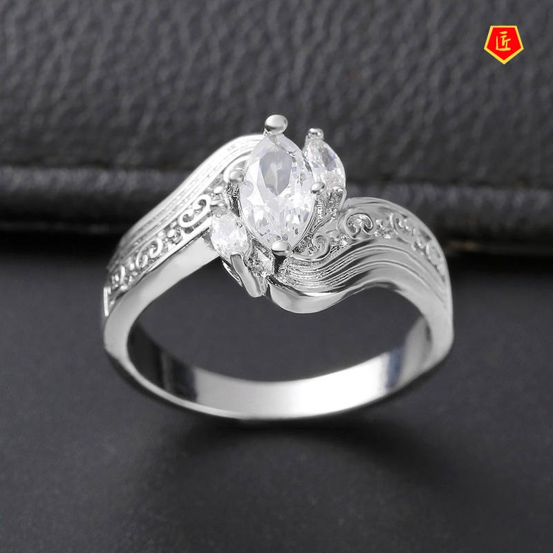 [Ready Stock]Creative 925 Silver Inlaid Horse Eye Diamond Ring