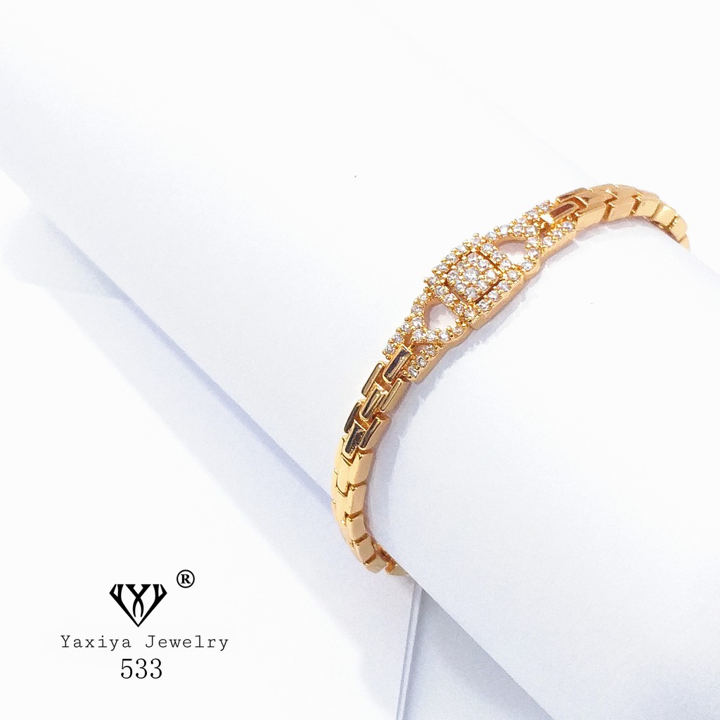 

Gelang Plat permata lapis perhiasan imitasi Gold 533