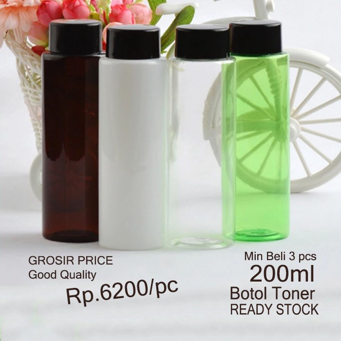 Botol Toner 200ml Botol Kosmetik Plastik PET Kemasan Make Up Makeup Remover Face Cleanser Oil Serum 
