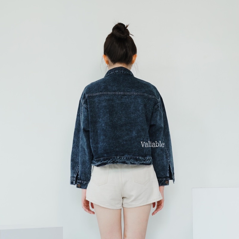 Pocket Jaket Jeans Crop Oversize Valiable