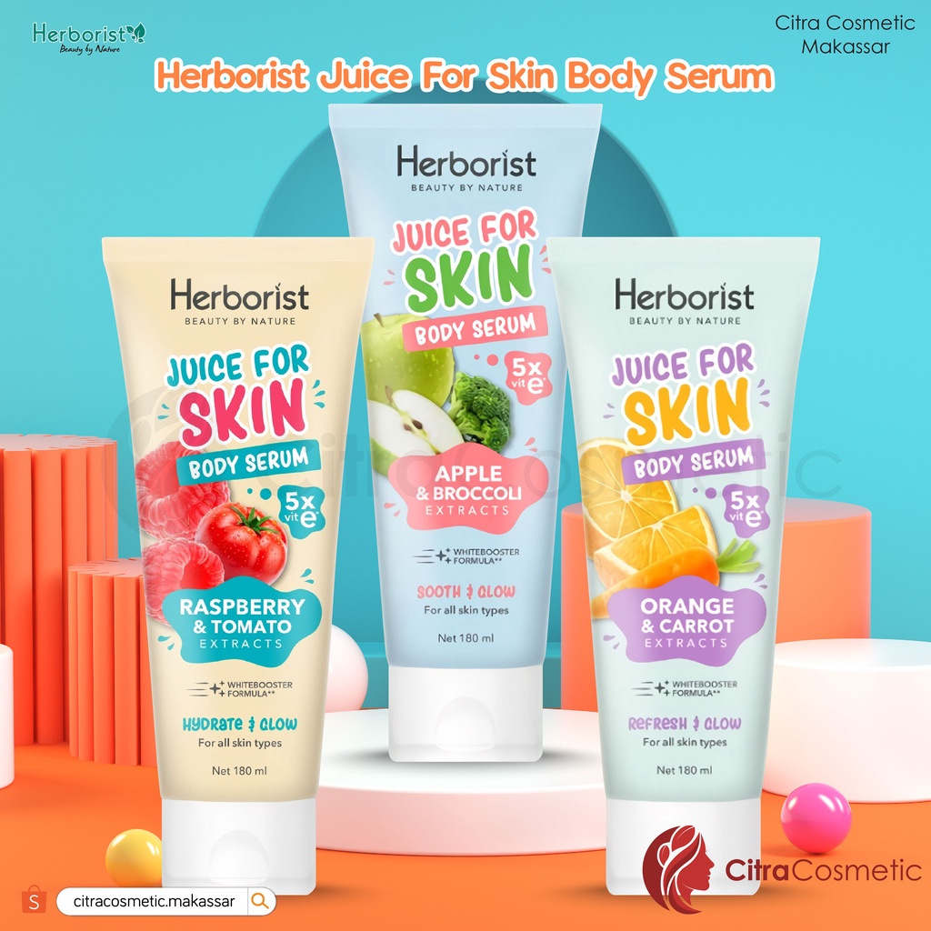 Herborist Juice For Skin Body Serum Sereis 180ml | Raspberry &amp; Tomato | Orange &amp; Carrot | Apple &amp; Broccoli