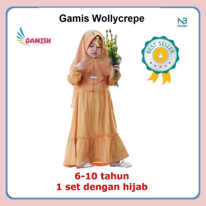 Gamis Anak Perempuan Baju muslim anak Gamis Putih Manasik haji anak - SIZE 6, YELLOW MUSTARD
