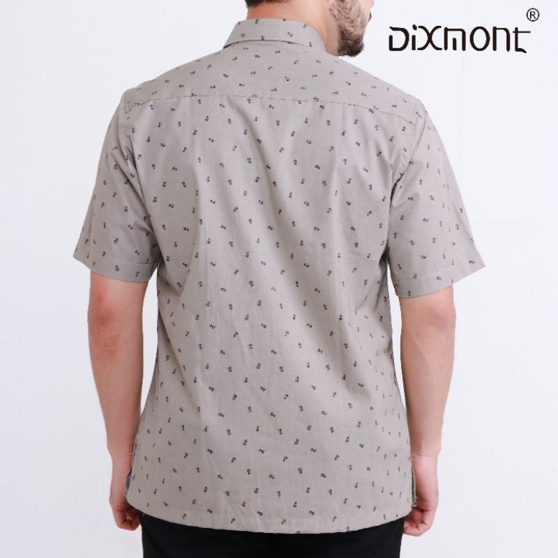 Dixmont Kemeja Pria Basic Formal Motif Lengan Pendek Hem MS02721