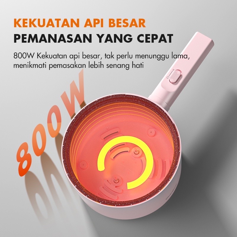 Gaabor Panci Listrik Low Watt Serbaguna Lapis Maifanitum Anti Lengket  Tutup Kaca 1.5 Liter - Putih /GR-N15D1 - Pink / GR-N15D4