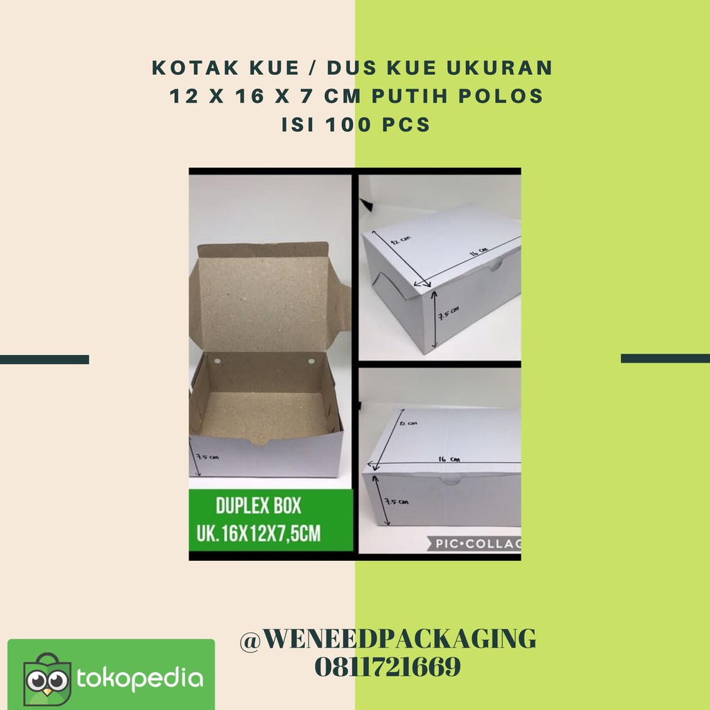

Kotak Kue /Snack box/ Dus makanan (uk.12 x 16x 7 cm) Polos