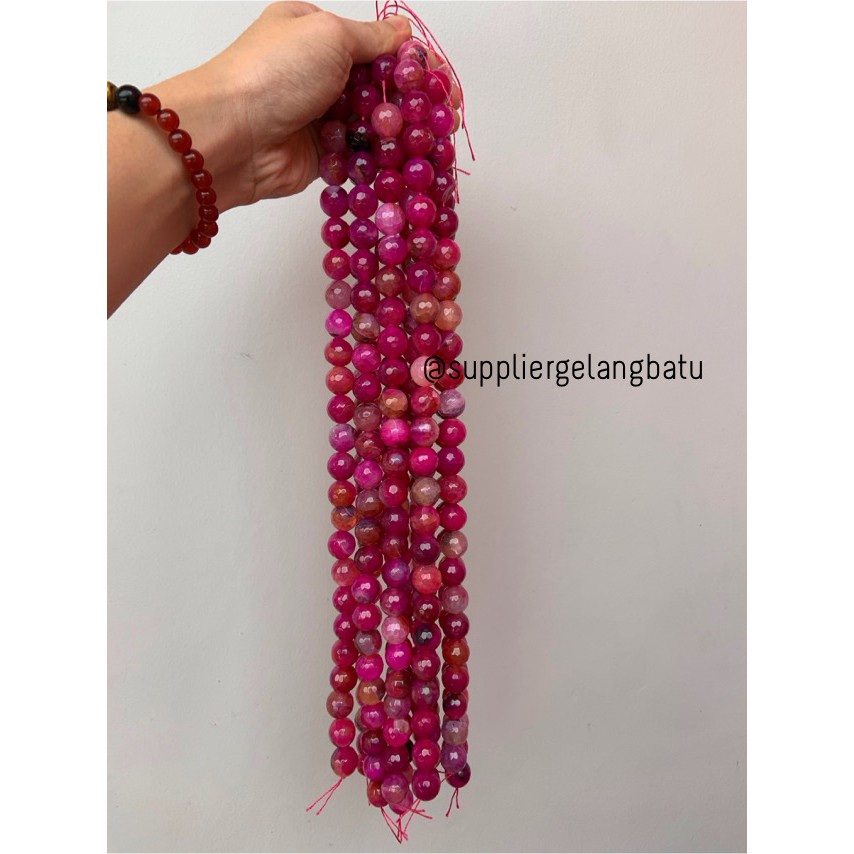 bahan batu 16mm Purple Agate Cutting aksesoris akik gelang kalung batu