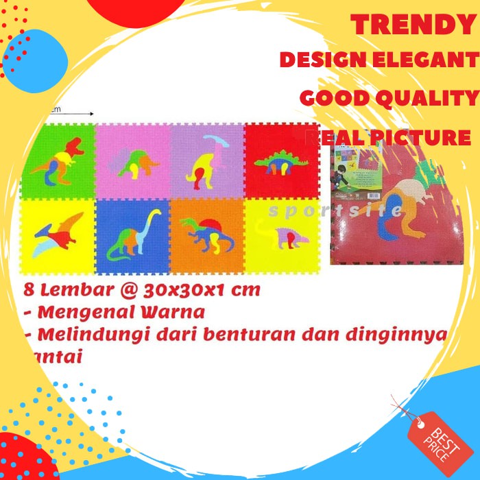 Evamats Dino Karpet Karet Lantai Evamat Puzzle Dinosaurus Mainan Anak SS54