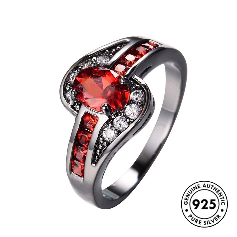 Cincin Sterling Silver 925 Dengan Kristal / Berlian Imitasi Mewah Elegan Untuk Wanita