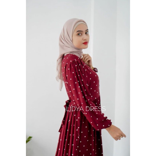 LIDYA DRESS | LONG DRESS POLKA | MAXI DRESS RAYON PREMIUM BUSUI | GAMIS RAYON WANITA TERLARIS