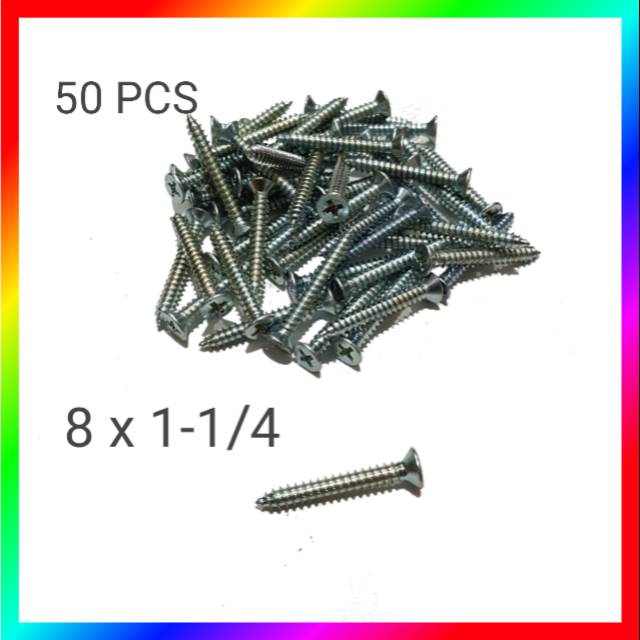 50 PCS BAUT SEKRUP CACING JF 8 X 1-1/4 KEPALA RATA