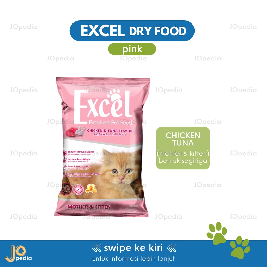 EXCEL Makanan Kucing Kering Dry Cat Food Kibble Adult Kitten 500gr