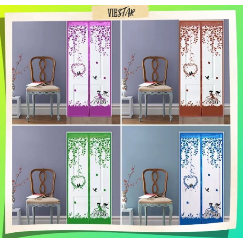 Tirai Magnet Anti Nyamuk Motif Kelambu Pintu Dekorasi Kamar Tidur Hiasan Rumah