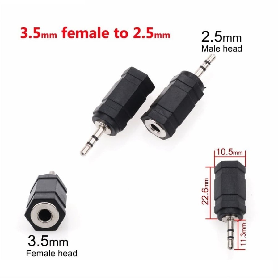 2pcs JACK AUDIO STEREO 2.5mm M to 3.5mm F ADAPTER