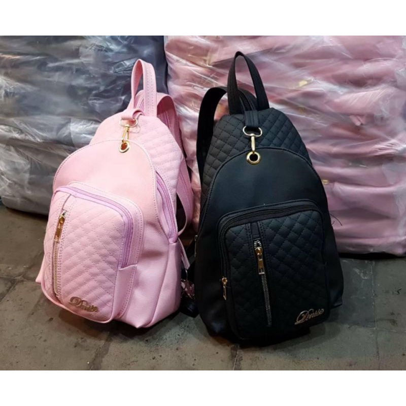Waistbag wanita tas ransel wanita mini bahan semi kulit Bordirani story pink