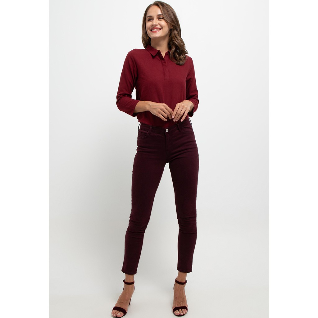 Rodeo - Blouse Wanita - Cathie Blouse - Maroon-3