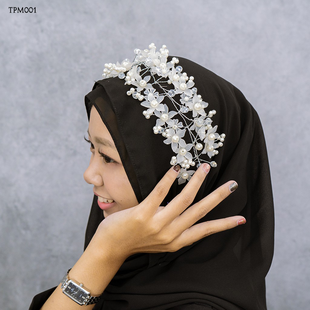 [TOKO TERPERCAYA] SETELAN TIARA SET WEDDING HIJAB MODERN AKSESORIS SILVER TPM001