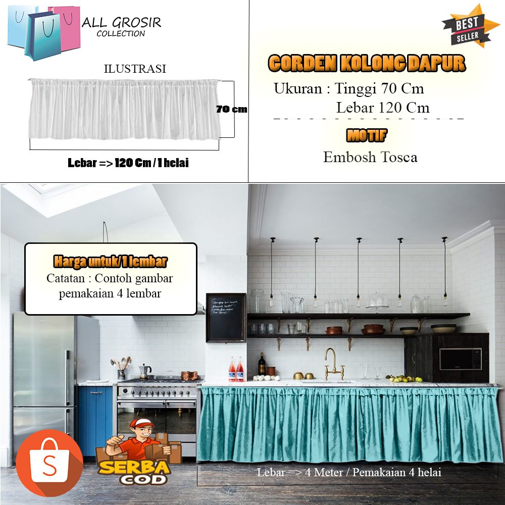 ( TERMURAH )Gorden kolong dapur / Gorden minimalis murah / Gorden embos murah / Gorden kolong murah-Tosca
