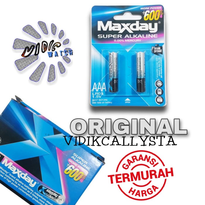 ORIGINAL BATU BATRE BATTERY SUPER ALKALINE A3 AAA LR03 ASLI 2PCS